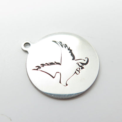 925 Sterling Silver USA Two In Town Flying Eagle Bird Charm Pendant