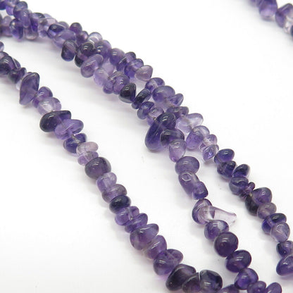 925 Sterling Silver Real Amethyst Gemstone Bead Chain Necklace 20"