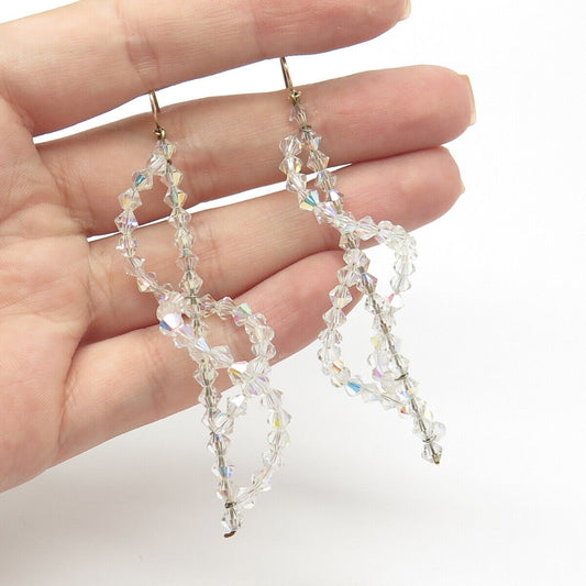 Gold Filled Vintage Crystal Dangling Hook Earrings