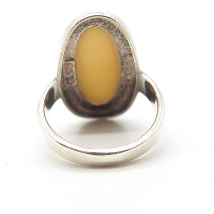 925 Sterling Silver Vintage Avon Real Mother-of-Pearl Oval Ring Size 5.25