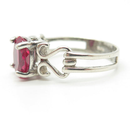 925 Sterling Silver Lab-Created Ruby Engagement Ring Size 10.25