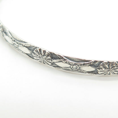 925 Sterling Silver Antique Art Deco BEAU Ornate Bangle Bracelet 8"