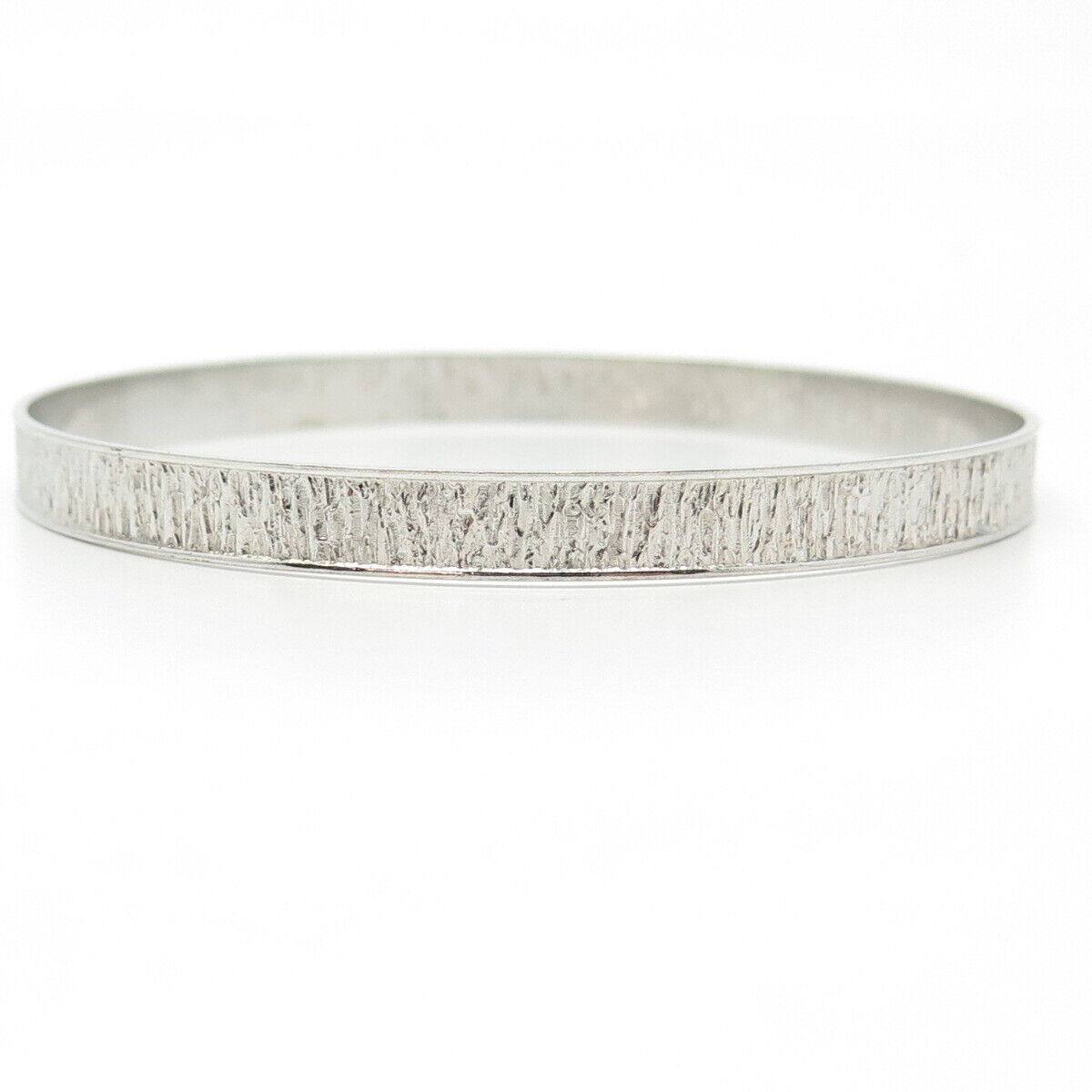 800 Silver Vintage Textured Bangle Bracelet 8.25"