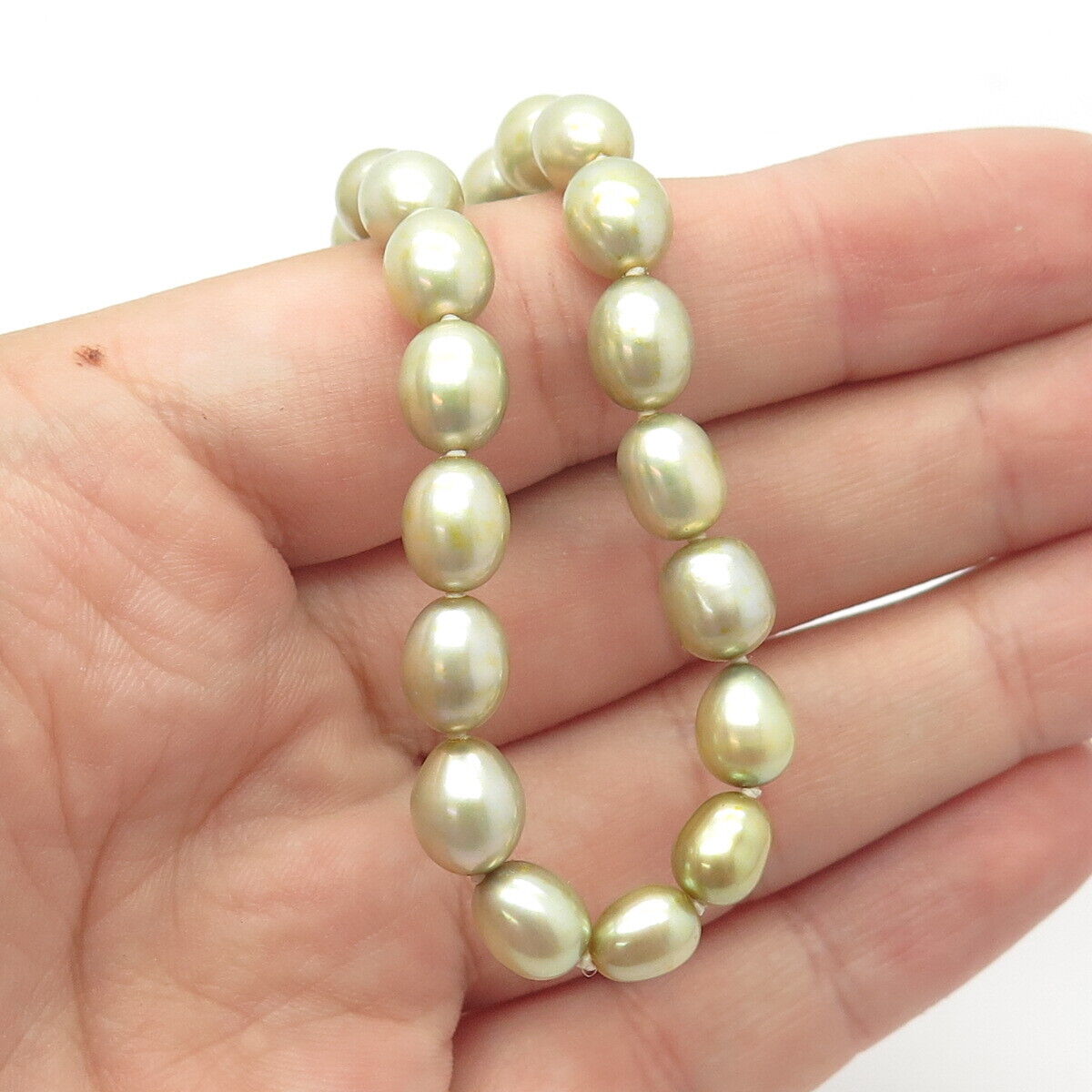 925 Sterling Silver Real Pearl Ball Chain Necklace 16"