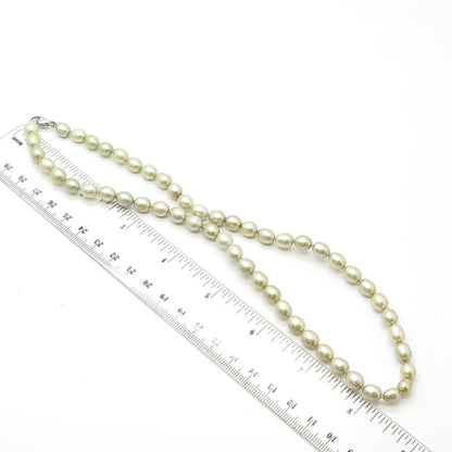 925 Sterling Silver Real Pearl Ball Chain Necklace 16"