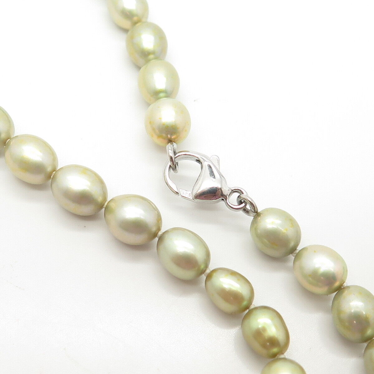 925 Sterling Silver Real Pearl Ball Chain Necklace 16"
