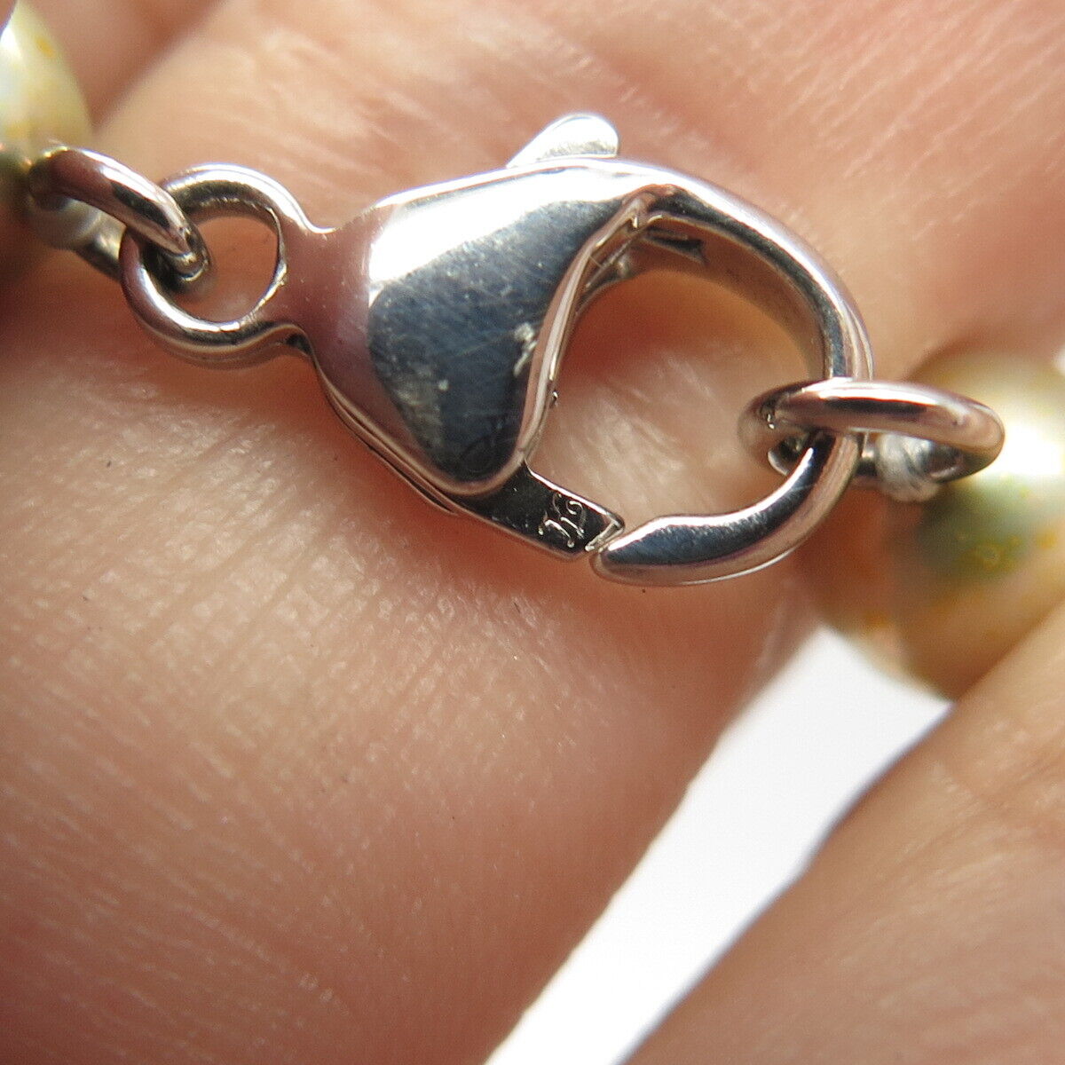 925 Sterling Silver Real Pearl Ball Chain Necklace 16"