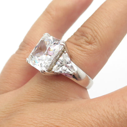 925 Sterling Silver Princess-Cut C Z Ring Size 6.25