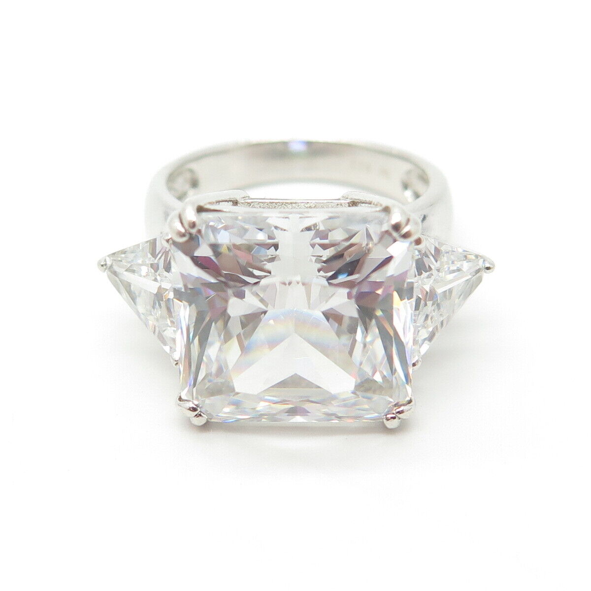 925 Sterling Silver Princess-Cut C Z Ring Size 6.25