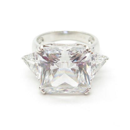 925 Sterling Silver Princess-Cut C Z Ring Size 6.25