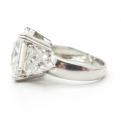 925 Sterling Silver Princess-Cut C Z Ring Size 6.25