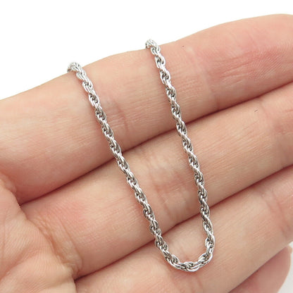 925 Sterling Silver Italy Twisted Rope Chain Necklace 18"