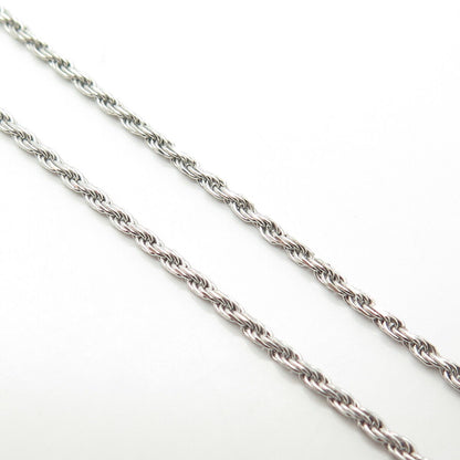 925 Sterling Silver Italy Twisted Rope Chain Necklace 18"