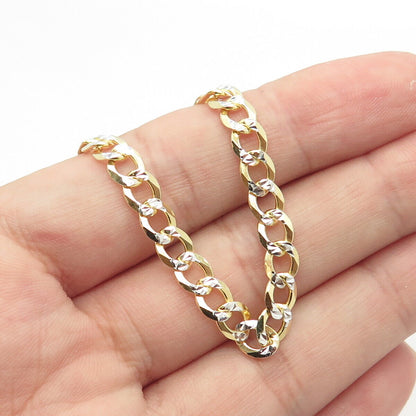 925 Sterling Silver Gold Plated Italy P.Lux Diamond-Cut Cuban Chain Necklace 18"