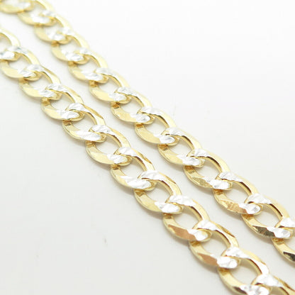 925 Sterling Silver Gold Plated Italy P.Lux Diamond-Cut Cuban Chain Necklace 18"