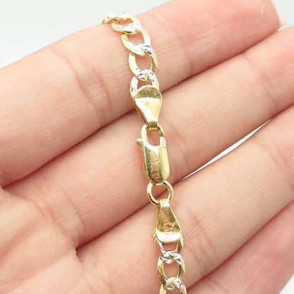 925 Sterling Silver Gold Plated Italy P.Lux Diamond-Cut Cuban Chain Necklace 18"