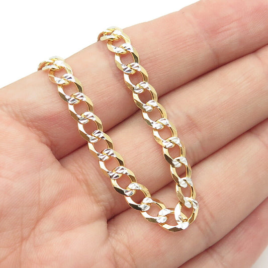 925 Sterling Silver Gold Plated Italy P.Lux Diamond-Cut Cuban Chain Necklace 18"