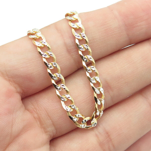 925 Sterling Silver Gold Plated Italy P.Lux Diamond-Cut Cuban Chain Necklace 24"