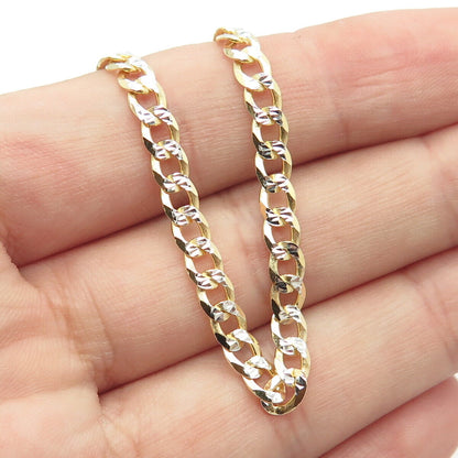 925 Sterling Silver Gold Plated Italy P.Lux Diamond-Cut Cuban Chain Necklace 22"