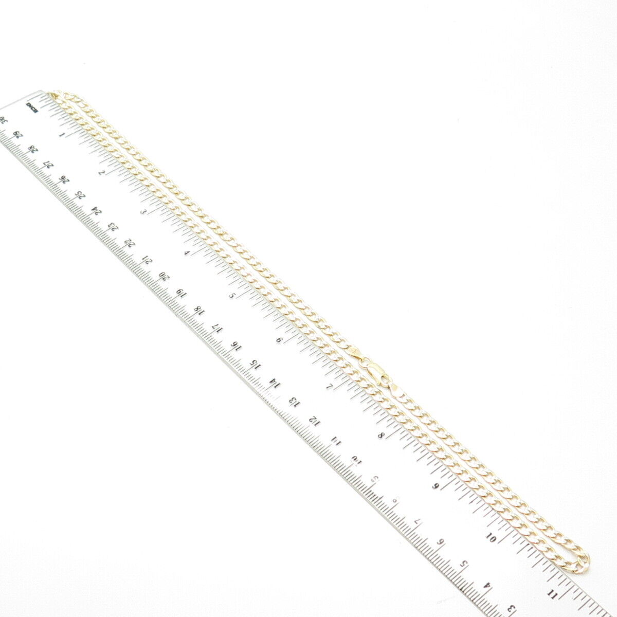 925 Sterling Silver Gold Plated Italy P.Lux Diamond-Cut Cuban Chain Necklace 22"