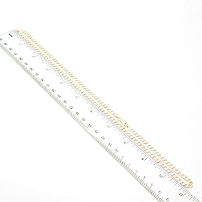 925 Sterling Silver Gold Plated Italy P.Lux Diamond-Cut Cuban Chain Necklace 22"