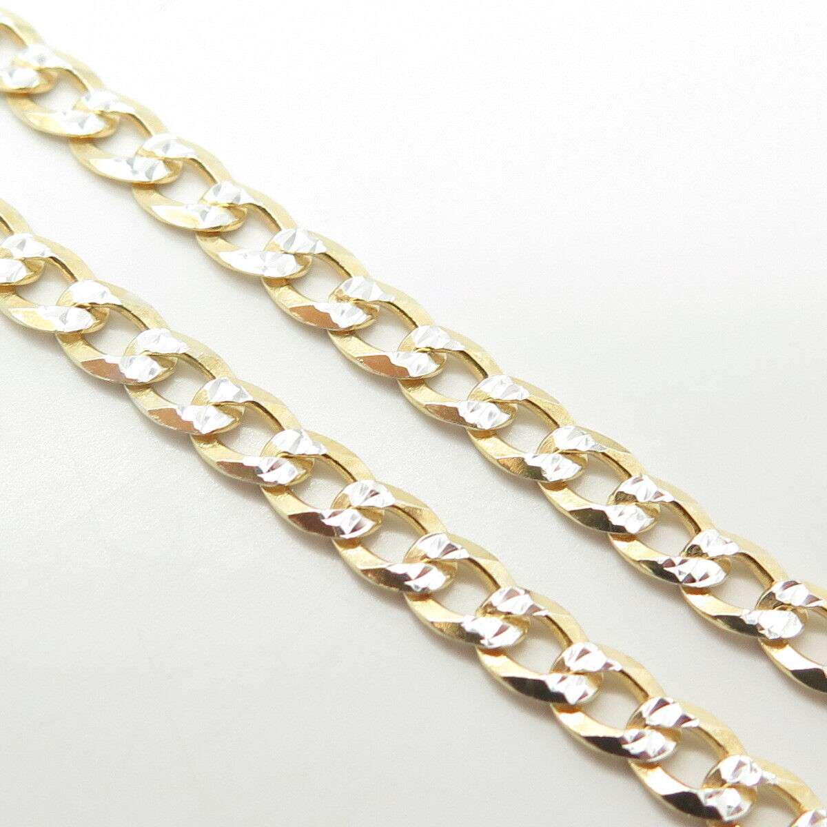 925 Sterling Silver Gold Plated Italy P.Lux Diamond-Cut Cuban Chain Necklace 20"