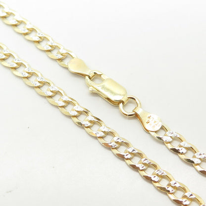 925 Sterling Silver Gold Plated Italy P.Lux Diamond-Cut Cuban Chain Necklace 20"