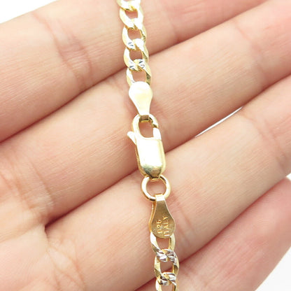 925 Sterling Silver Gold Plated Italy P.Lux Diamond-Cut Cuban Chain Necklace 20"