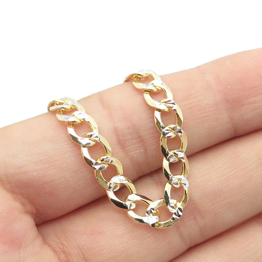 925 Sterling Silver Gold Plated Italy P.Lux Diamond-Cut Cuban Chain Necklace 24"