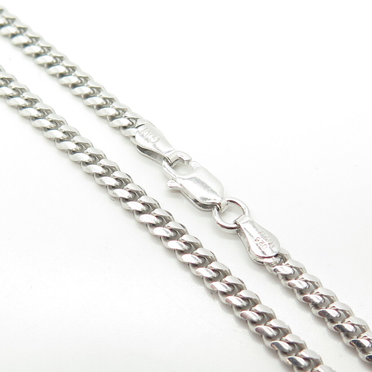 925 Sterling Silver Italy Cuban Chain Necklace 18"