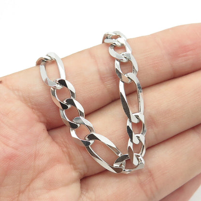 925 Sterling Silver Italy P. Lux Figaro Chain Necklace 24"