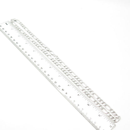 925 Sterling Silver Italy P. Lux Figaro Chain Necklace 24"