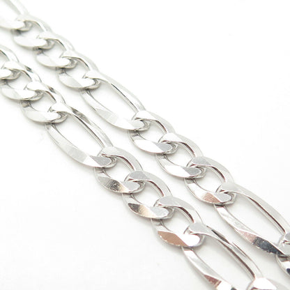 925 Sterling Silver Italy P. Lux Figaro Chain Necklace 24"