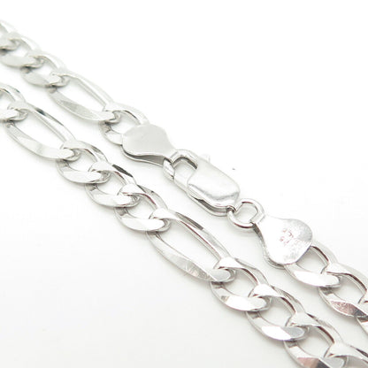925 Sterling Silver Italy P. Lux Figaro Chain Necklace 24"