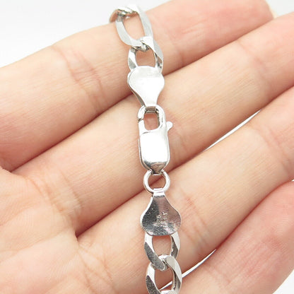 925 Sterling Silver Italy P. Lux Figaro Chain Necklace 24"