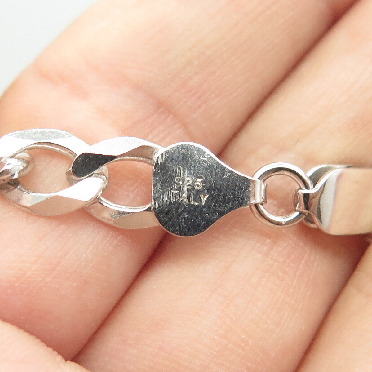 925 Sterling Silver Italy P. Lux Figaro Chain Necklace 24"