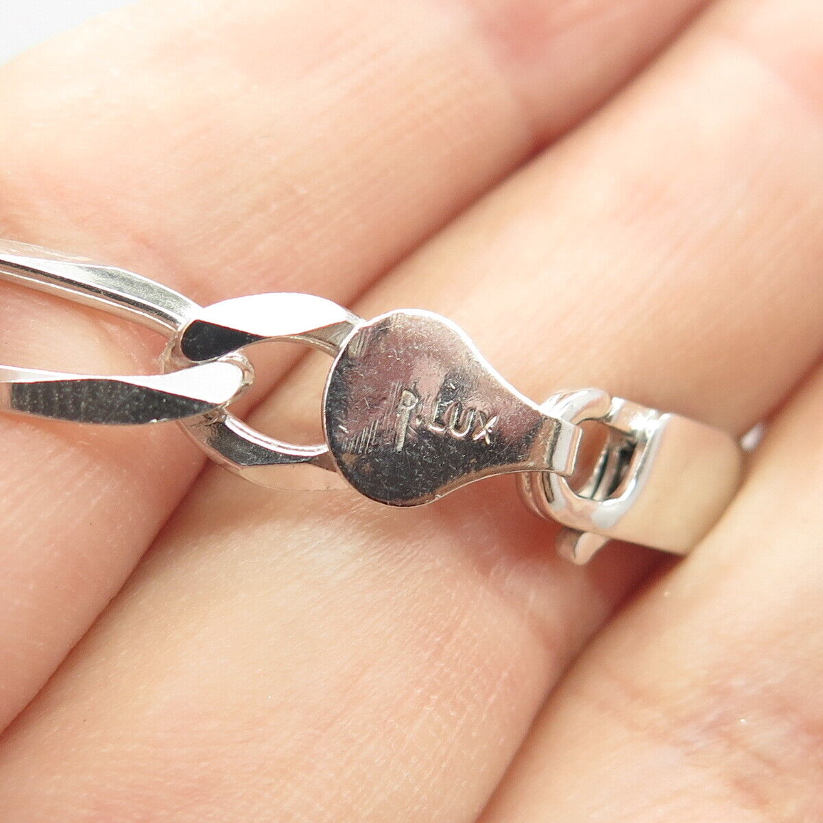 925 Sterling Silver Italy P. Lux Figaro Chain Necklace 24"