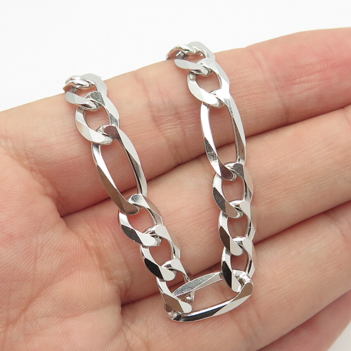 925 Sterling Silver Italy P. Lux Figaro Chain Necklace 22"