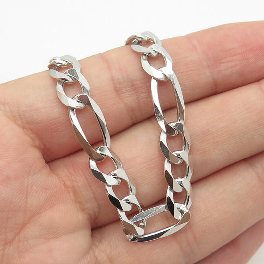 925 Sterling Silver Italy P. Lux Figaro Chain Necklace 22"