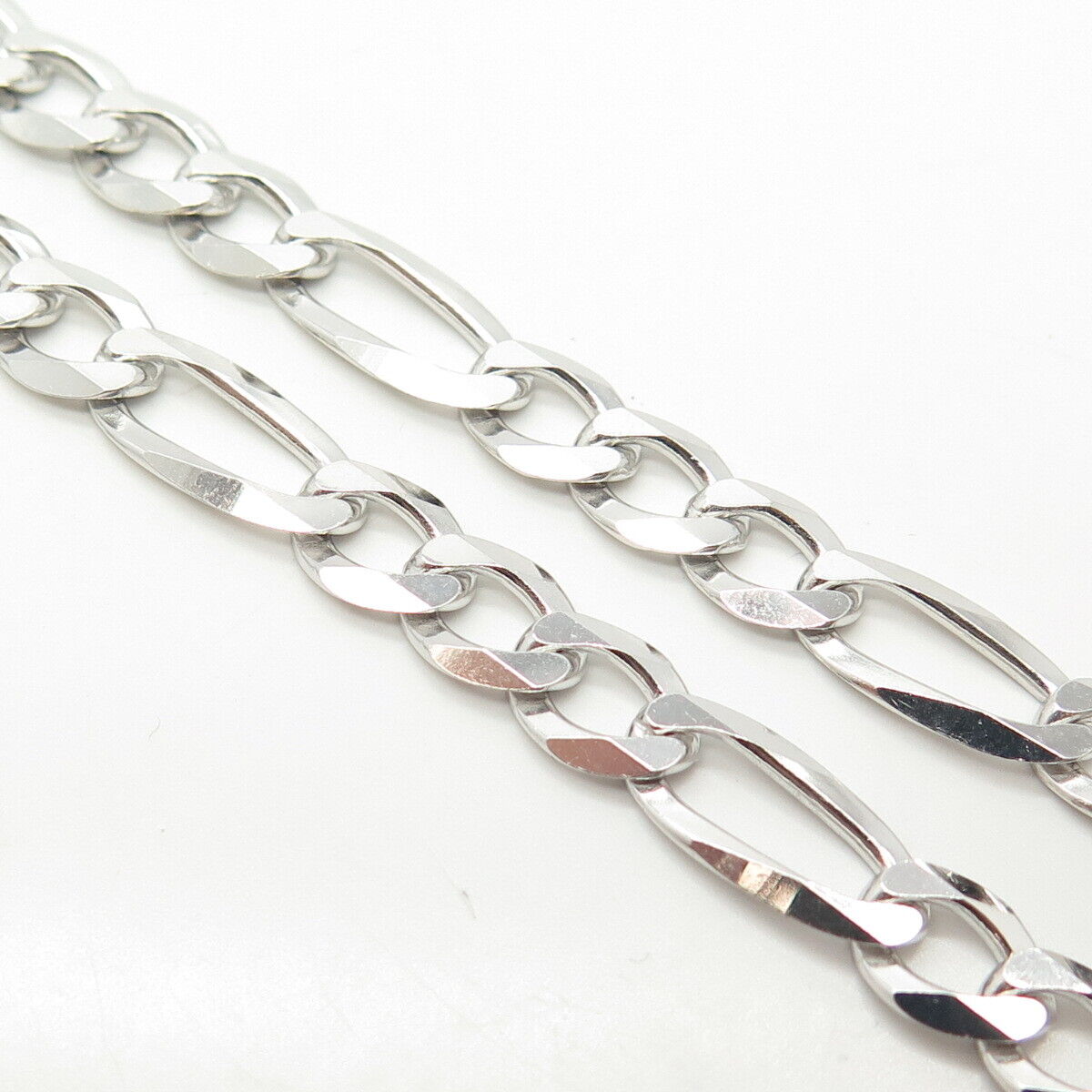 925 Sterling Silver Italy P. Lux Figaro Chain Necklace 22"