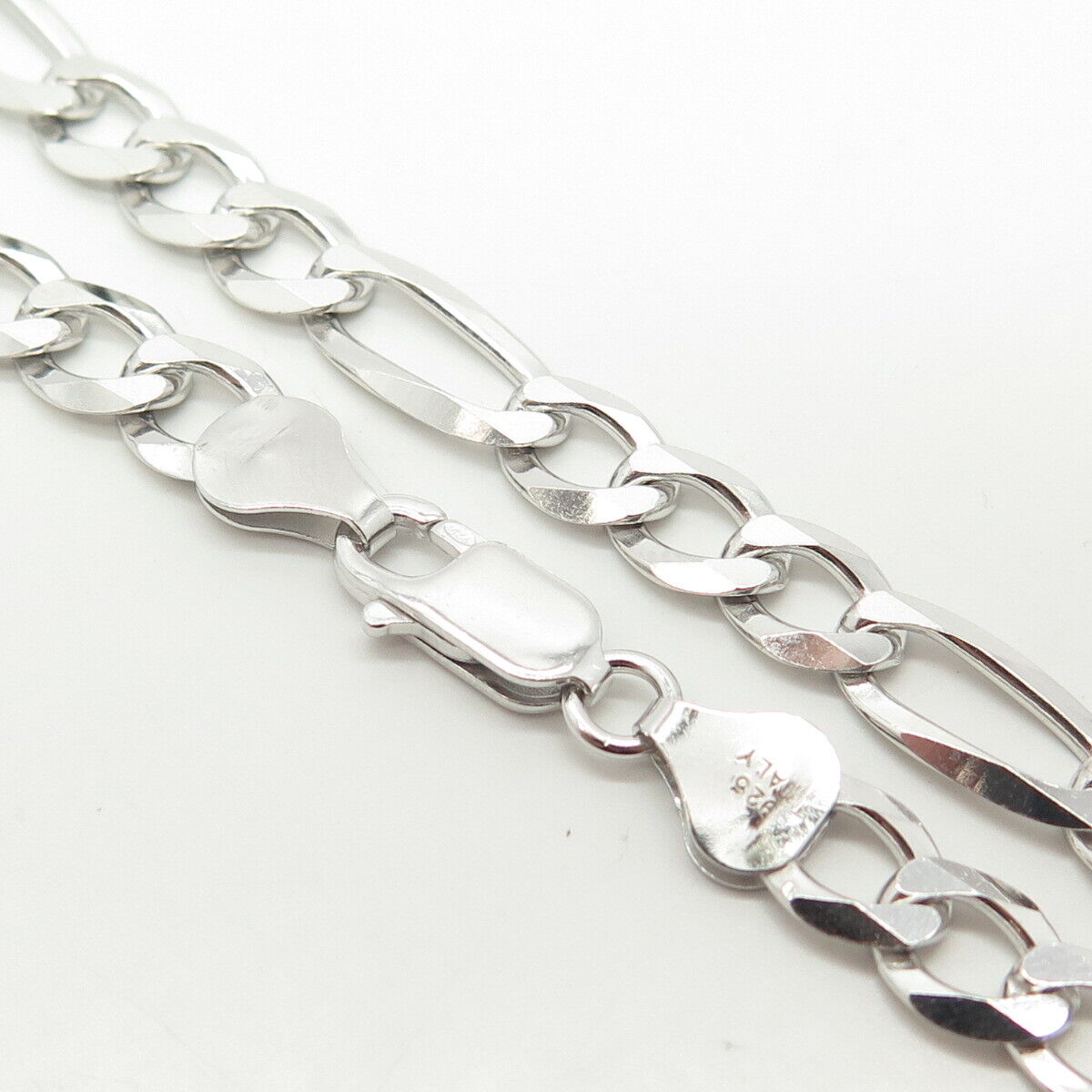 925 Sterling Silver Italy P. Lux Figaro Chain Necklace 22"