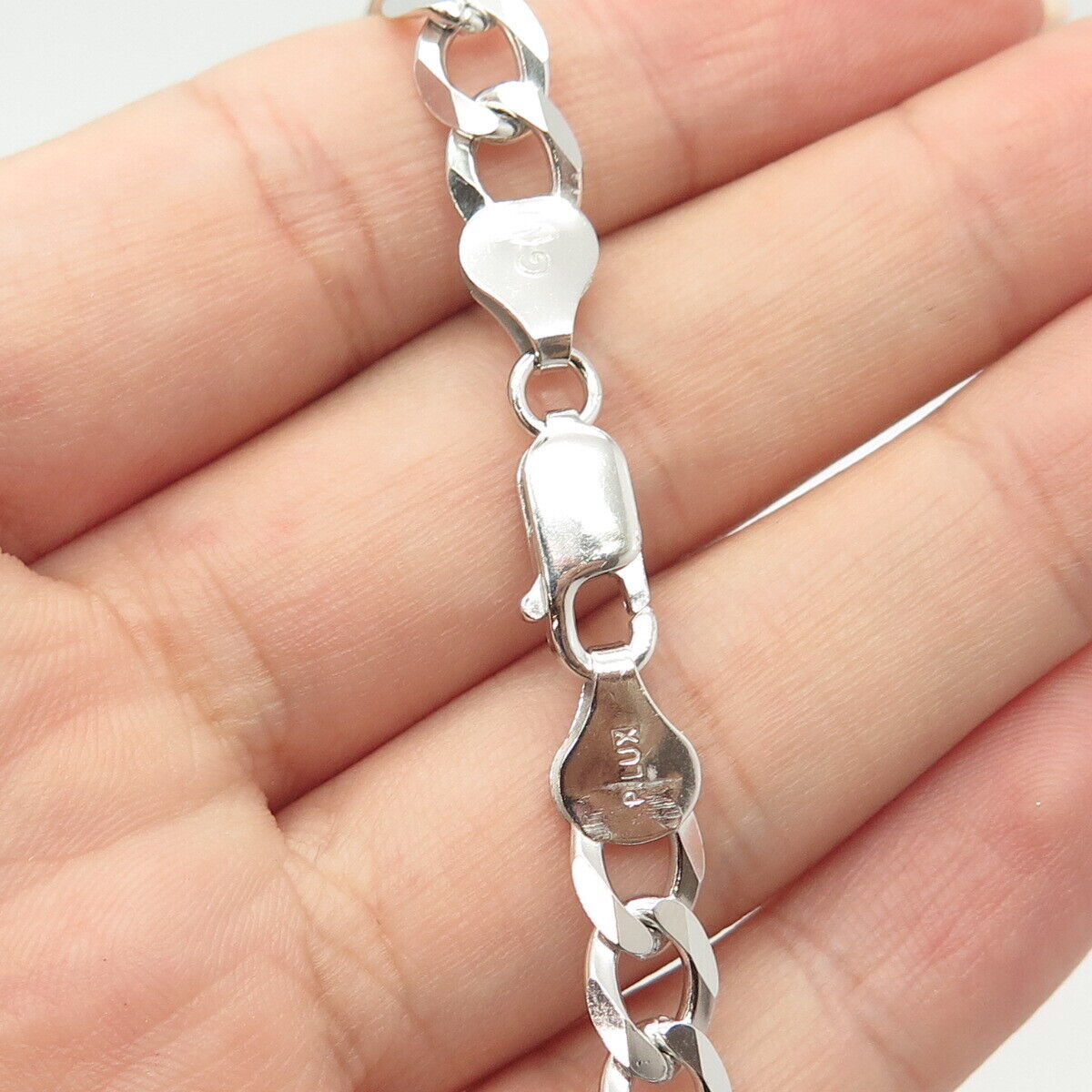 925 Sterling Silver Italy P. Lux Figaro Chain Necklace 22"