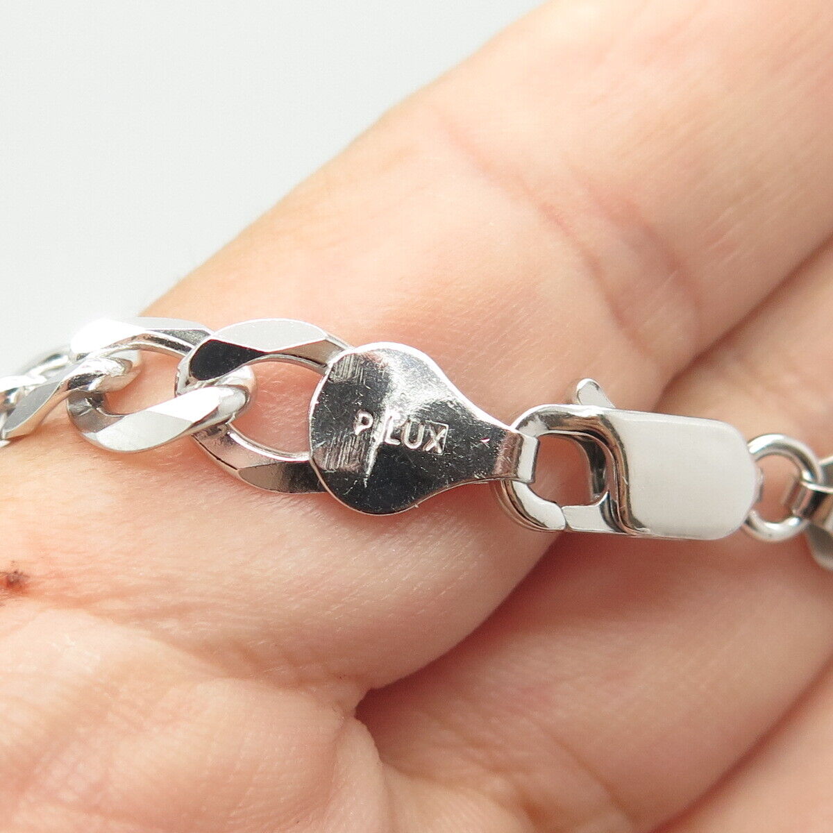 925 Sterling Silver Italy P. Lux Figaro Chain Necklace 22"