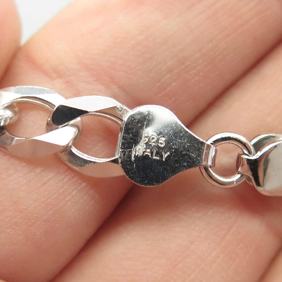 925 Sterling Silver Italy P. Lux Figaro Chain Necklace 22"