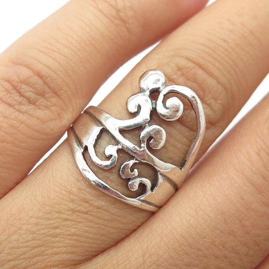 925 Sterling Silver Vintage Ornate Ring Size 7.75