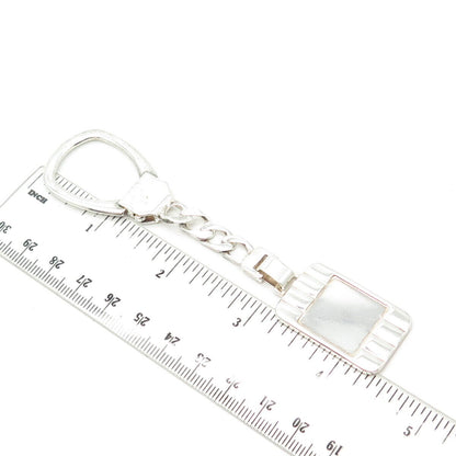 925 Sterling Silver Vintage Italy Rectangular Tag Fob Key Chain Ring