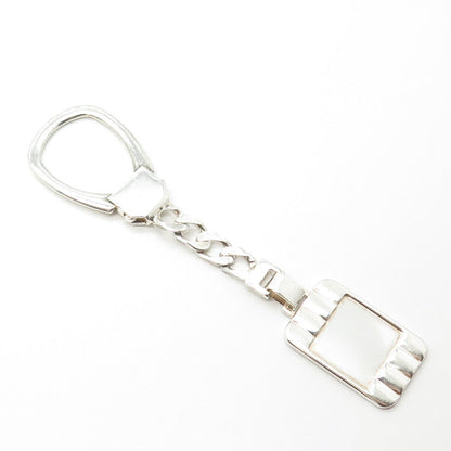 925 Sterling Silver Vintage Italy Rectangular Tag Fob Key Chain Ring