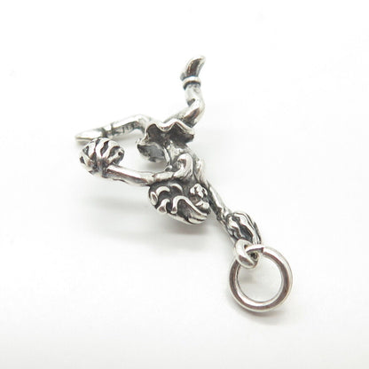 925 Sterling Silver Vintage Sun West Cheerleader 3D Charm Pendant