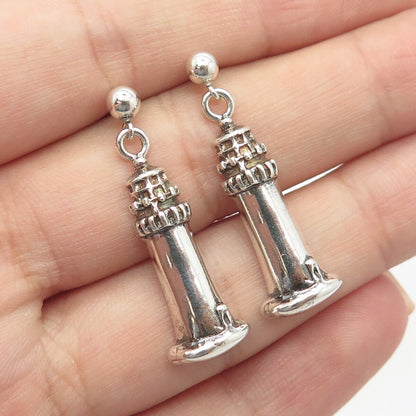 925 Sterling Silver Vintage Lighthouse Dangling Earrings