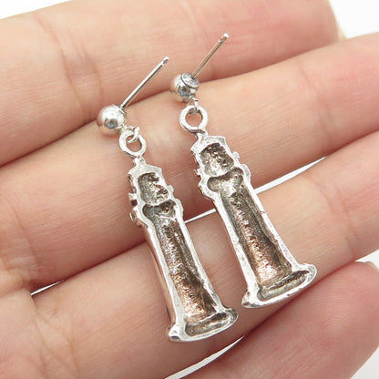 925 Sterling Silver Vintage Lighthouse Dangling Earrings